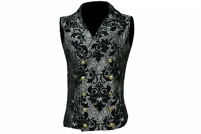 Mens Gothic Vampire Cavalier Vest Jacket Victorian Tapestry Goth Steampunk • $45