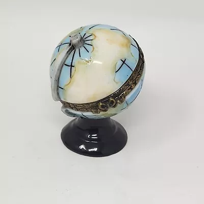 Porcelain Hinged World Globe Trinket Box Vintage Earth  • $19.99