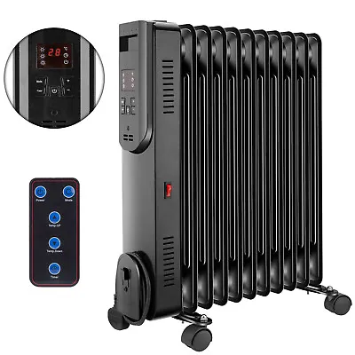 2500W 11 Fin Digital Oil Filled Radiator With Timer Remote LED Display Electric • £46.99