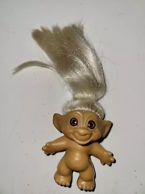 VTG 1960s 3   Scandia Rootie Troll  Rooted Orange Hair Brown Spiral Eyes • $35