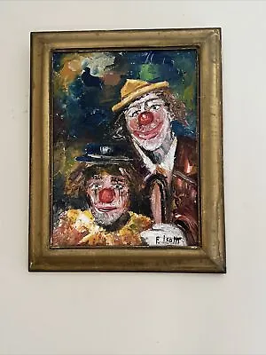 Vintage Italian Clown Oil On Canvas  • $85