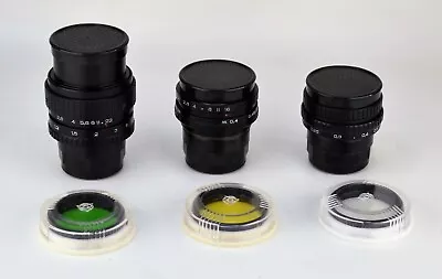 NEAR EXC! USSR LENSES From KIEV-16UE CINE CAMERA: VEGA-7-1 + MIR-11M + TAIR-41M • $279.99