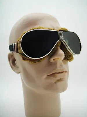 VINTAGE 30's AVIATOR FLYING RESISTAL Rider Goggles Aviation Motorcycle RACERS  • $315