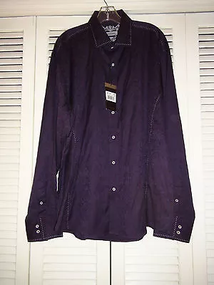 Zagiri Comfortably Numb Purple Embroidered Jacquard Shirt Size M Or 3XL • $109.99