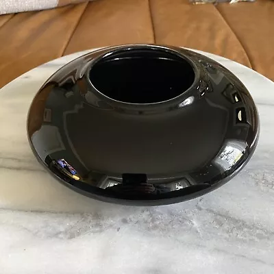 Vintage United Pottery USA Black Circular Shallow Vase Bowl Planter • $27