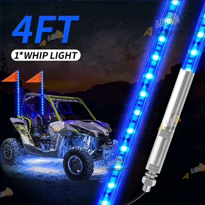 4ft Blue LED Whip Light For UTV ATV Accessories RZR Can-Am Polaris Antenna 4WD • $33.95