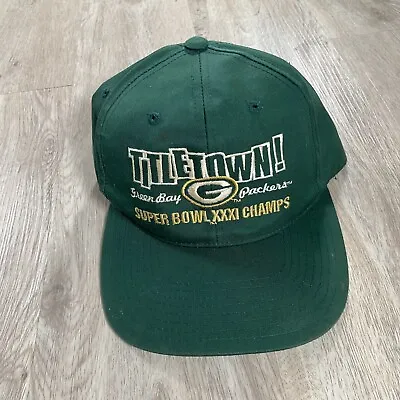 Vintage 1996 Green Bay Packers Hat Snapback NFL Football Green Super Bowl Cap • $22.50