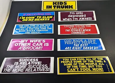 Lot Of 10 Vintage 1980's Humorous Bumper Stickers 9 X3  - Choose Your Color! • $13.05