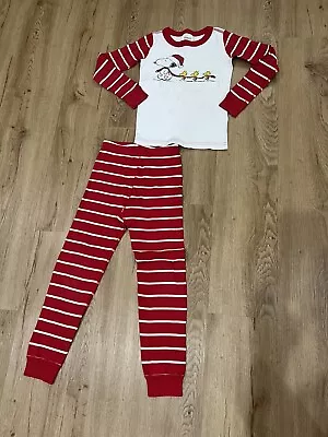 Hanna Andersson Pajamas Size 6/7 120 Peanuts Long Johns/ Snoopy Christmas • $20