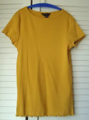 New Look Ribbed Honey Mustard Short Sleeve Top Size 6 • £1.50