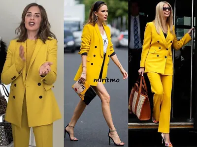$129.99 • Buy Zara Jacket Yellow Double Breasted Mustard Blazer Coat Trinny Woodall - S