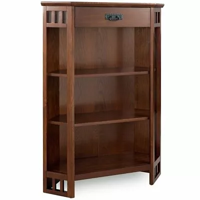 Leick Riley Holliday 3 Shelf Corner Bookcase In Mission Oak • $311.18