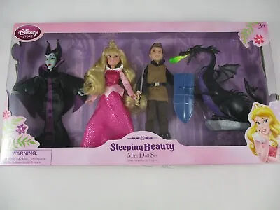 Disney Store Sleeping Beauty 4 Dolls Mini Set Figures NIP Aurora Maleficent • $74.99