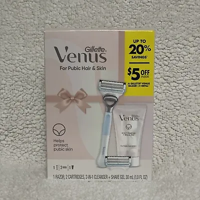 Gillette Venus For Pubic Hair & Skin Razor 2 Cartridges 2-in-1 Cleanse Shave Gel • $15.99