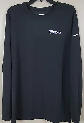 Nike Minnesota Vikings Nfl Team-issued Dri-fit Shirt Ls Black Rare (size Xl) • $62.99