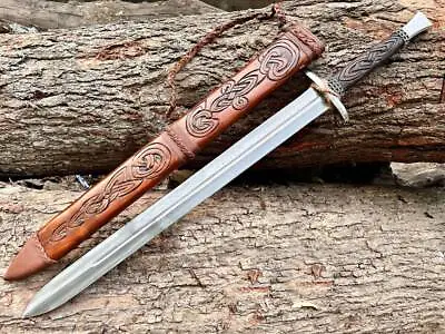 Handmade Stainless Steel Viking Sword Jon Snow Sword With Engrave Scabbard • $885