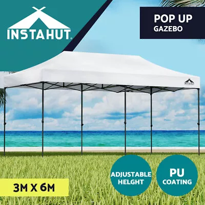 Instahut Gazebo Pop Up Marquee 3x6 Folding Tent Wedding Outdoor Camping White • $198.95