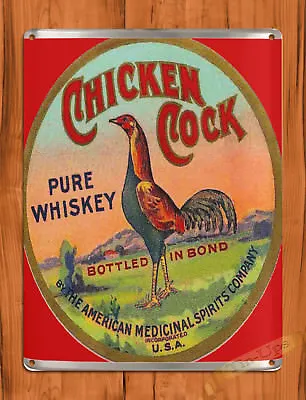 TIN SIGN  Chicken Cock Whiskey  Liquor Bar Mancave Wall Decor Distiller Liquor • $7.35