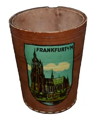 FRANKFURT Am Main Leather Dice Shaker Pencil Cup DOM CATHEFRAL Vintage GERMANY • $24.88