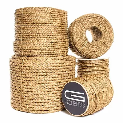 Golberg 3 Strand Natural Fiber Tan Manila Rope Available In Many Sizes & Lengths • $7.99