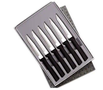 Rada Cutlery G26s Serrated Steak Knives Gift Set Black Handle • $46.99