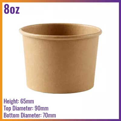 Brown Kraft Takeaway Soup Cups And Lids - Disposable Ice Cream Containers Pot • £8.50