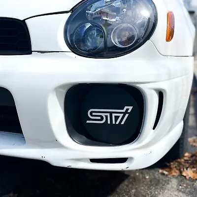 Black Subaru STI Logo Fog Light Covers | Fits WRX Bug Eye | Rally | 02-03 GD GG • $37.99