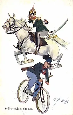 Military Biycle Soldier On An Old Type Bicycle Signo: SchönpflugOld Postcard • $16.99