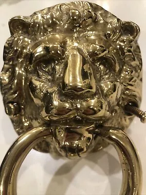 Vintage Ornate Brass LION Head DOOR KNOCKER With Striker Plate 7 X4.5  Heavy • $28