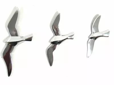 NEW - Contemporary Metal Wall Art – Set Of 3 Flying Seagull Birds • £29.99