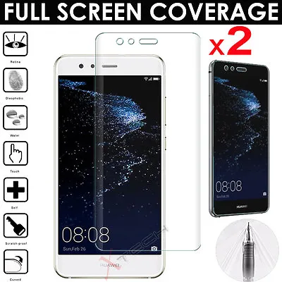 2x FULL SCREEN Face Curved TPU Screen Protector Covers For Huawei P10 Lite • £2.49