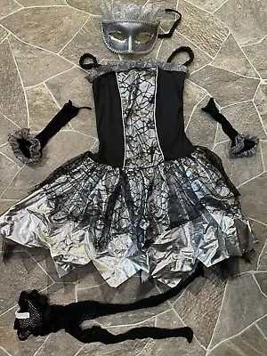 GIRLS Masquerade Costume CHILDS Size MEDIUM 8 10 Halloween DRESS Detached Sleeve • $11.99