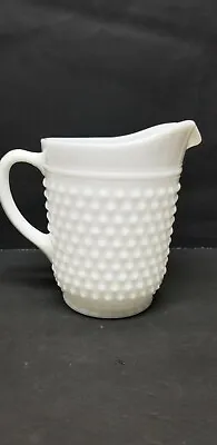 Vintage White Milk Glass Hobnail Water Ice Tea 8   Pitcher Anchor Hocking • $11.59