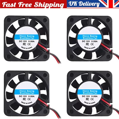 4PCS Quiet Silent Cooling Fan 12V 40mm Fan 0.08A DC For 3D Printer DVR Repair UK • £7.94