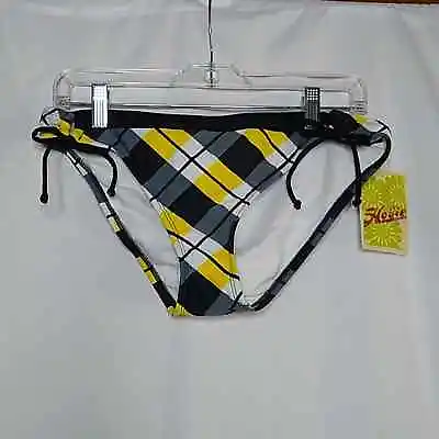 Hobie Yellow & Black Argyle Hipster Bikini Bottom • $13.16