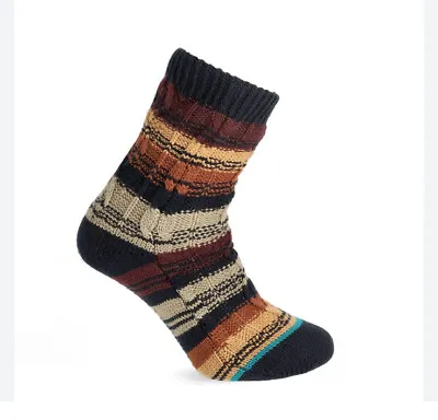 Stance Toasted Slipper Crew Socks With Grippers Burgundy Multi Mens Large Nwt • $19.75