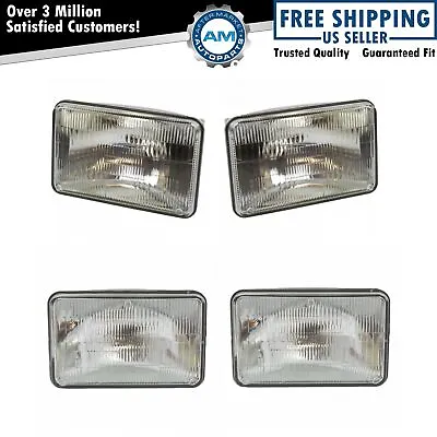 Rectangle Sealed Beam High & Low Beam Headlights 4 Piece Set Kit • $63.28