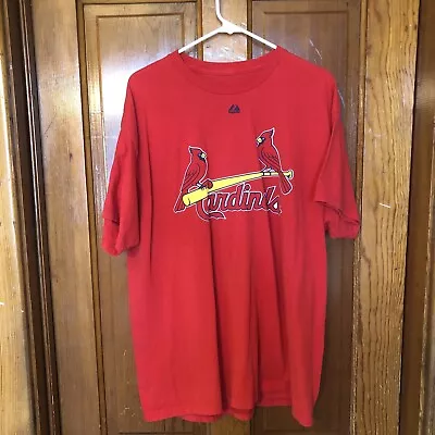 Majestic MLB St. Louis Cardinals Molina #4 T-Shirt Red Short Sleeve Men Size XL • $10.95