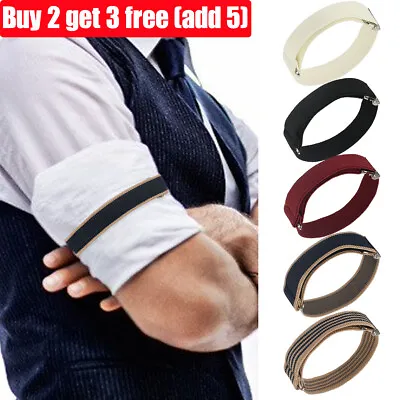 1 Pair Adjustable Mens Shirt Sleeve Garter Strap Arm Band Holder Cuff Armband • £2.65