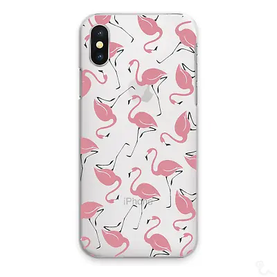 Pink Flamingo Phone Case;Animal Print On Clear Hard Cover For Apple IPhone • $33.56