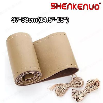 15  DIY Steering Wheel Cover Genuine Leather Beige For Ford F150 04-21 F250/F350 • $16.46