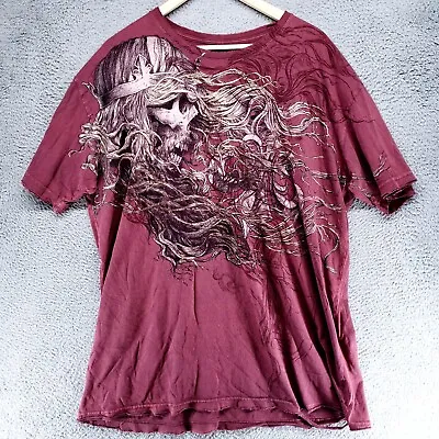 Affliction Signature Series Mens XXL Shirt Rare Distressed Sokoudjou Burgundy • $95