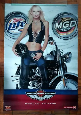 2003 Harley Davidson 100th Anniv. Miller Lite Genuine Draft Beer Poster MGD • $14.99