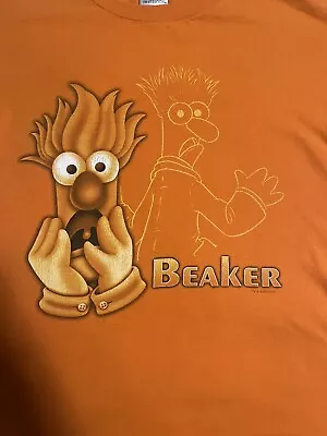 Vintage 90s Muppet Show Beaker Men’s Orange Q Graphic Shirt - Men's Size M USA • $17.99
