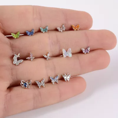 1Pcs Fashion Symphony Zircon Butterfly Ear Bone Nail Spiral Stud Earrings • $1.60