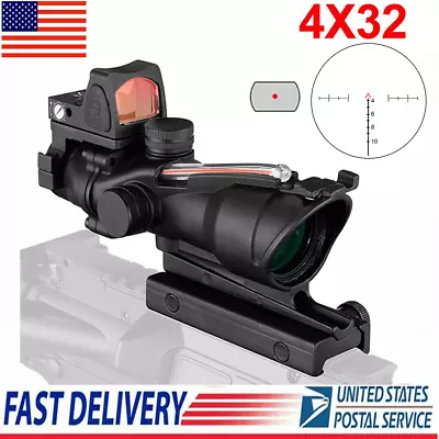 4x32 ACOG Chevron BDC Scope Reticle Sight CHEVRON Red Fiber Optics With RMR • $99.99