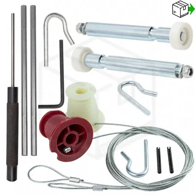 HENDERSON FULL REPAIR KIT Cables & NUT Rollers Spindles Garage Door Spares Parts • £8.49