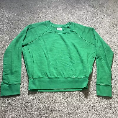 J Crew Sweater Womens XS Green Crew Neck Long Sleeve Pullover Vintage Fleece • $19.87