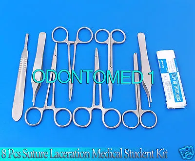 8 Pcs Suture Laceration Medical Student Surgical Instruments Set Kit+5 Blade #21 • $13.05