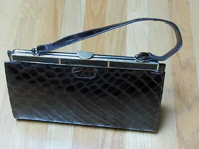 Vintage Vassar Dark Brown Genuine Alligator Purse Handbag Leather Lined Excellen • $250